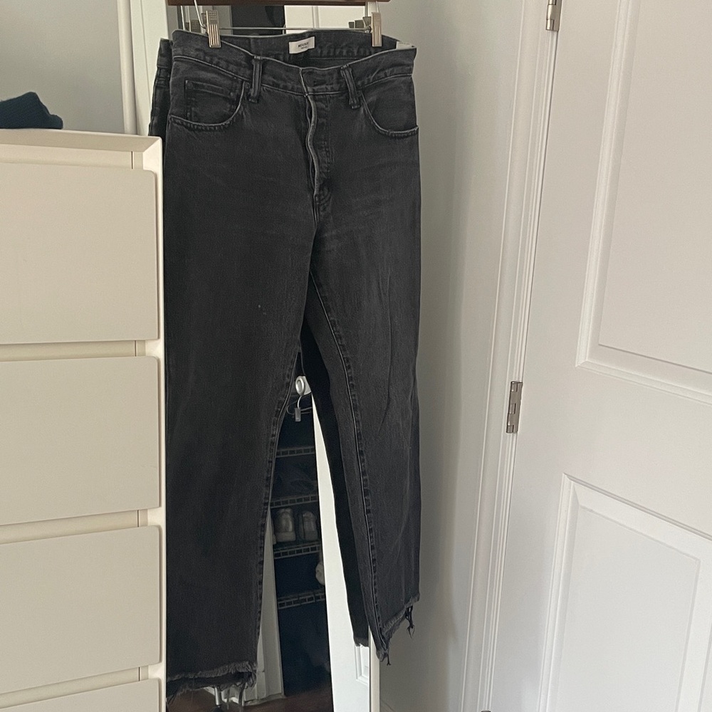Women's Black Jeans moussy vintage Japanese denim sz 29 raw hem